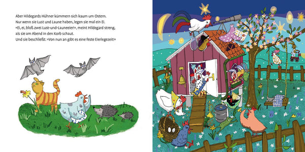 Hildegard, das dicke Huhn, hat vor Ostern viel zu tun