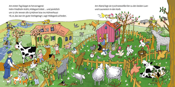 Hildegard, das dicke Huhn, hat vor Ostern viel zu tun